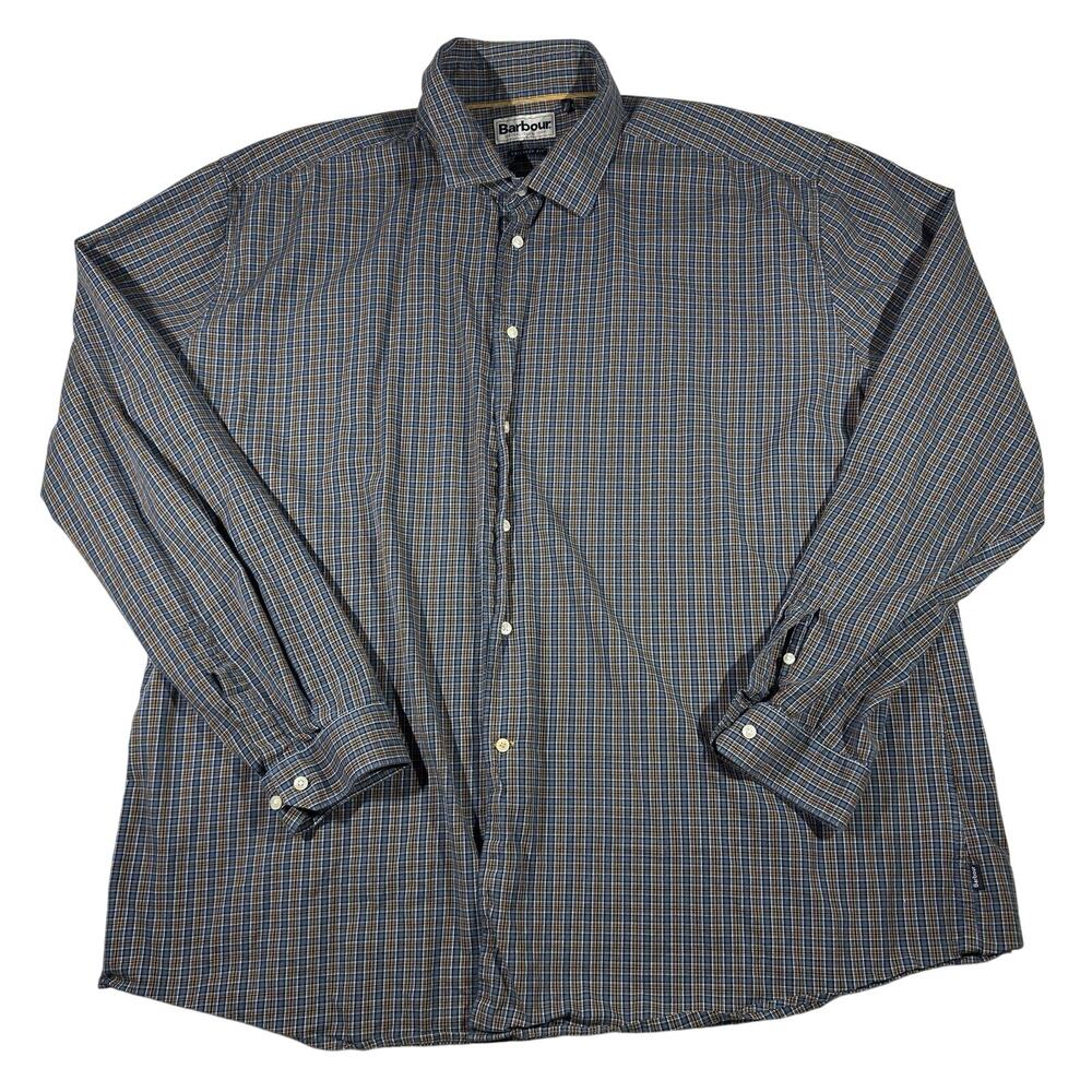 Barbour Shirt Mens 2XL Blue Highfield Denim Tailored Fit Long Sleeve MSH4299IN32